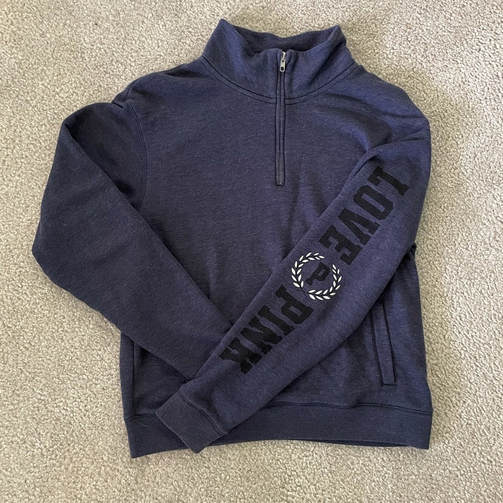 VS Love Pink navy quarter zip crewneck